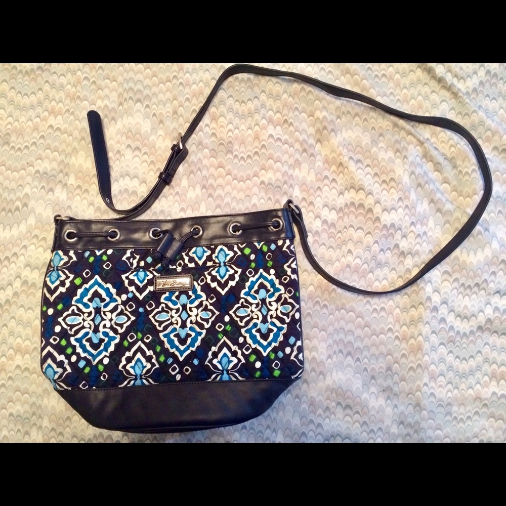 Vera Bradley Ink Blue Drawstring Crossbody Bag